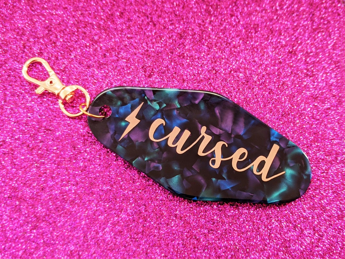Cursed Key Glitter Keychain cursed Cosmic Blessed Etsy