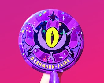 Darkmoon Faire Pinback Button (Holographic Stars) | Warcraft | Cosmic Horror | Carnival