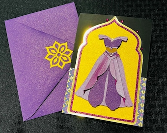 Arabian Princess Handmade Card: Swarovski Crystals, Purple & Gold