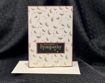 Handmade Sympathy Card: Gold Foil Dandelions, Dusty Rose