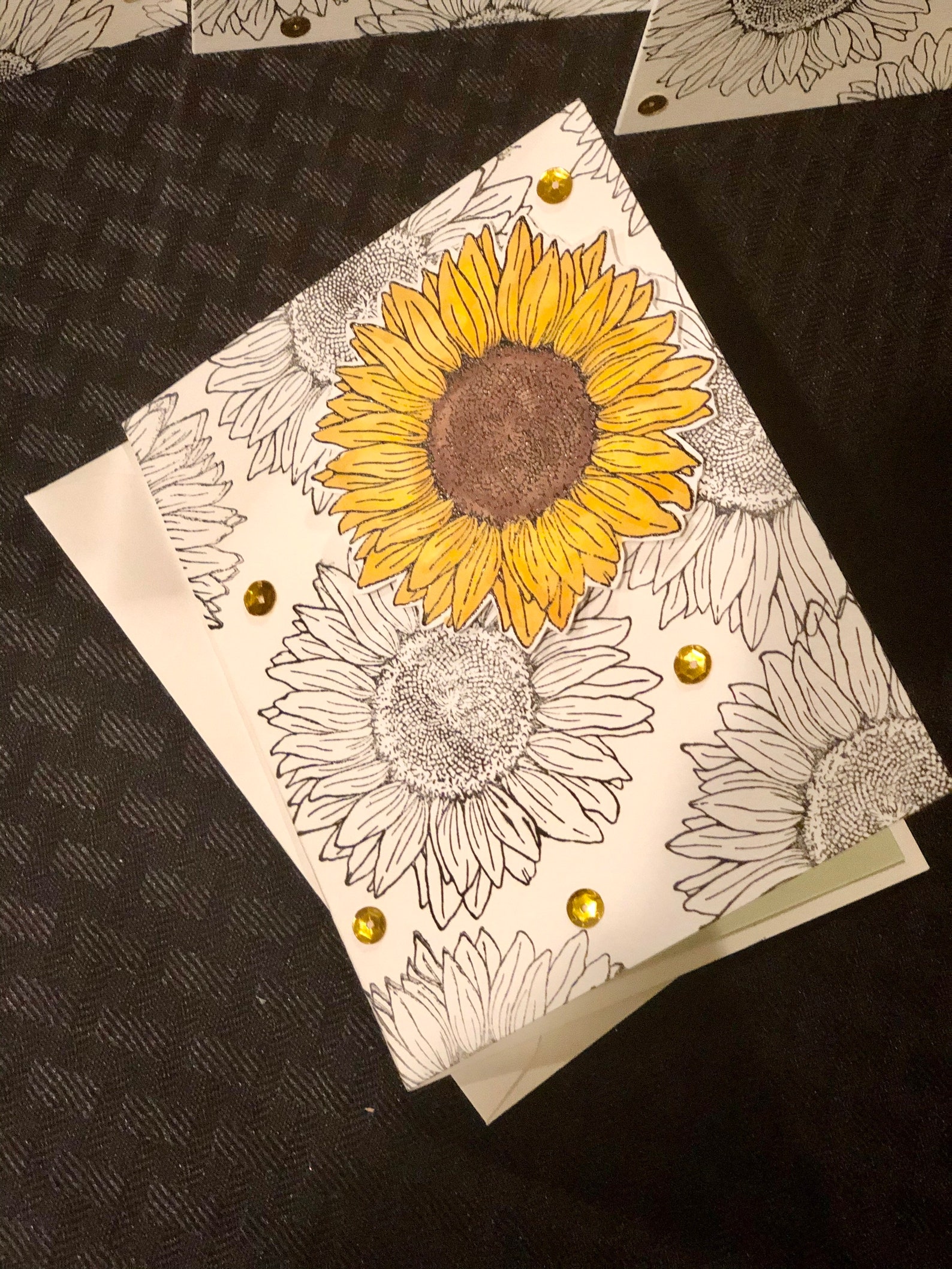 Sunflower Handmade Card Set of 4 Greeting Cards Handmade Etsy