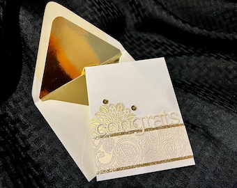 Gold Indian Wedding Congrats Card, Embossed Details