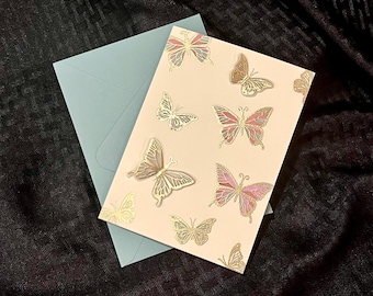 Embossed Butterfly Card, Blank Handmade Greeting