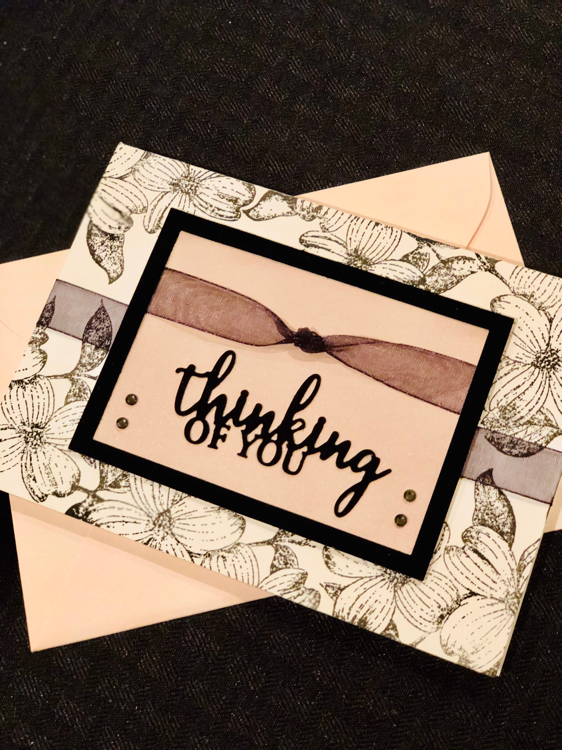 Thinking of You Handmade Card Black Floral Card Unique Greeting Cards ...