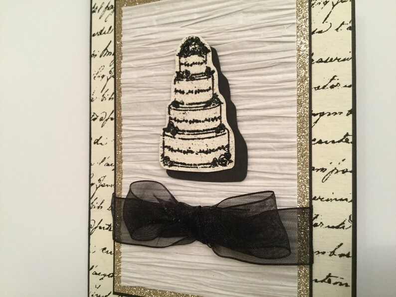 bridal shower card wedding card congratulations card elegant wedding card Shadow wedding cake card card for newlyweds