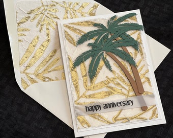 Palm tree anniversary card | happy anniversary handmade card | premium greeting card | 25th anniversary | tropical anniversary card