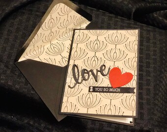 Handmade Love Card | Red Metallic Heart, Anniversary Gift