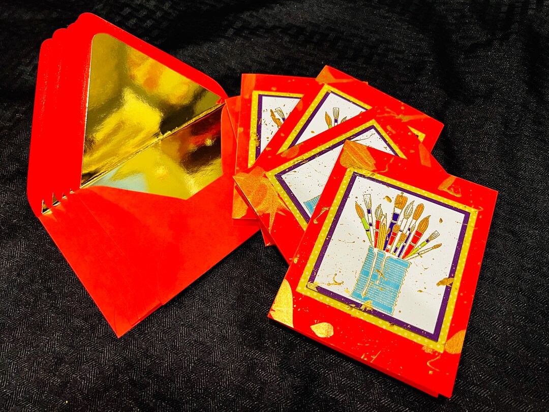 Paint Brush Card Set of 5 Art Themed Greeting Cards handmade Card