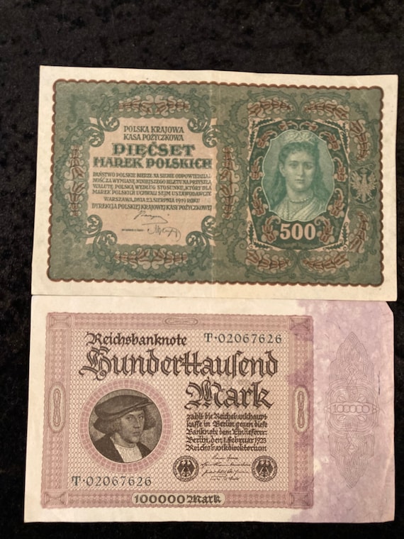 Collection of Vintage Paper Currency: German, Russian