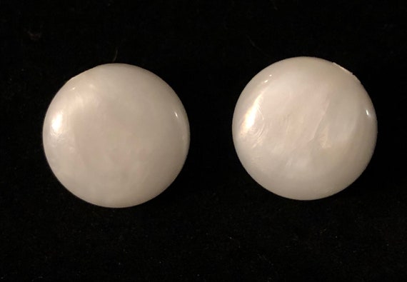 Vintage White Pearlescent Earrings - Clip  (Item#… - image 1