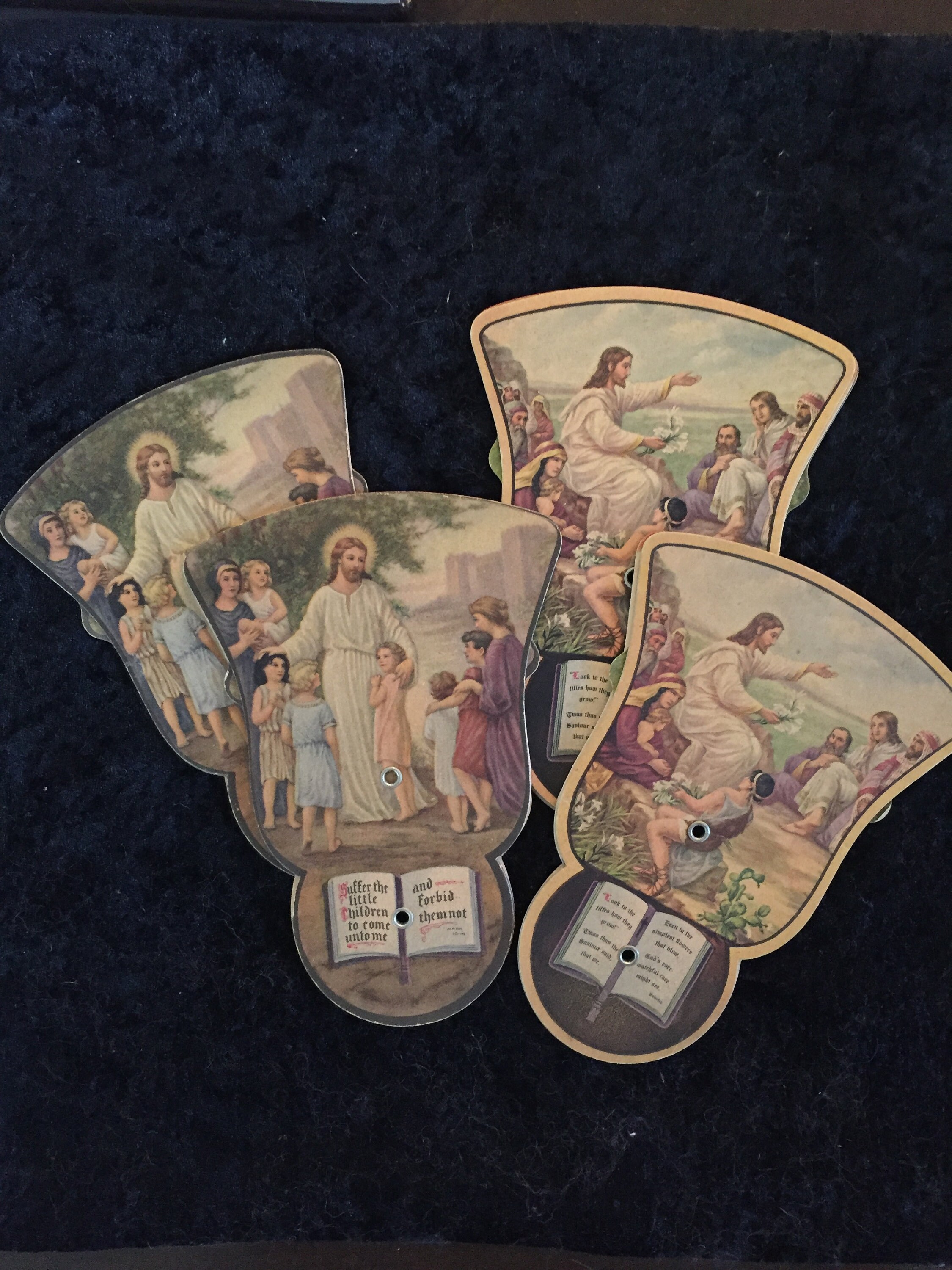 4 Vintage Hand Held Fans Trifold Advertising Fans Etsy