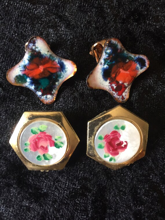 Set of 2 Pairs - Colorful Vintage Earrings  (Item#