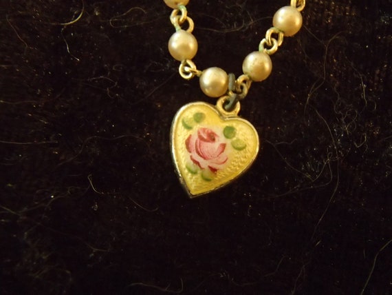 Victorian Guilloche Enamel Heart Pendant Necklace… - image 1