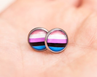 Genderfluid pride earrings - genderfluid flag - stud or hanging
