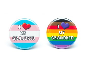 I Love My Grandkid inclusive trans pride ally button