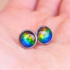 Subtle galaxy LGBTQ pride earrings - rainbow - stud or hanging