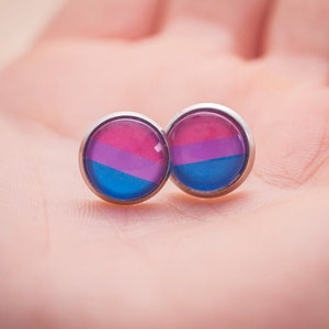 Bisexual pride earrings - bisexual flag - stud or hanging