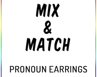 Mélangez et assortissez les boucles d’oreilles pronom - stud ou suspendu - cadeau LGBTQ