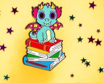 Book Dragon enamel pin