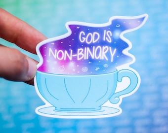 God is Non-Binary sticker - non-binary pride - trans pride - queer pride - lgbtq gift