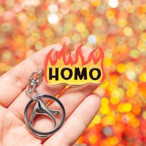 Flaming Homo LGBTQ+ keychain - queer pride
