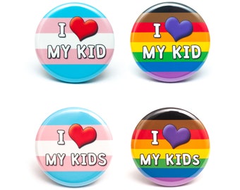 I Love My Kid(s) bouton d’allié trans inclusif
