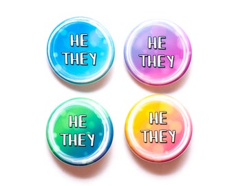 He/they pronoun buttons