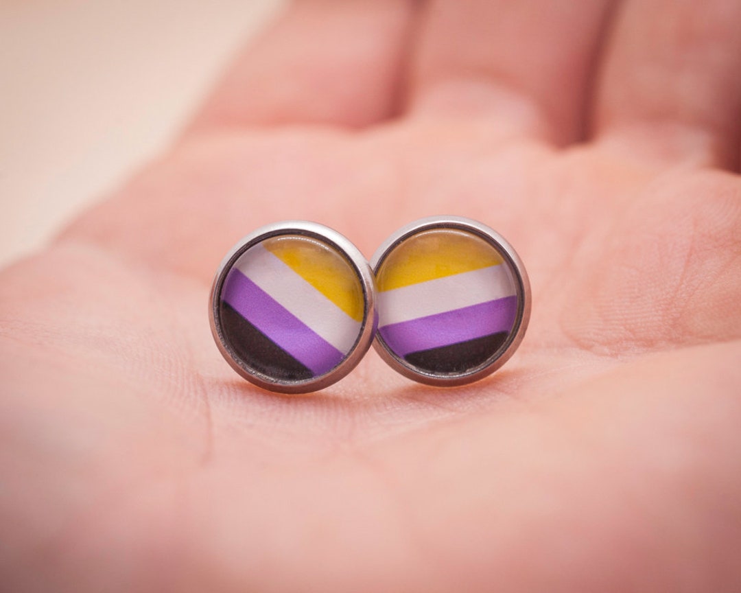Non-binary Pride Earrings - Non-binary Flag - Stud or Hanging - Etsy