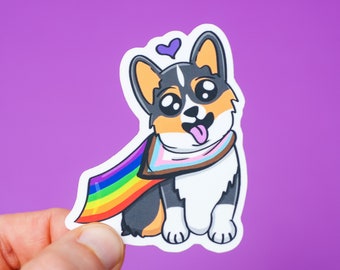 Etiqueta engomada inclusiva de Corgi - orgullo queer - orgullo lgbtq