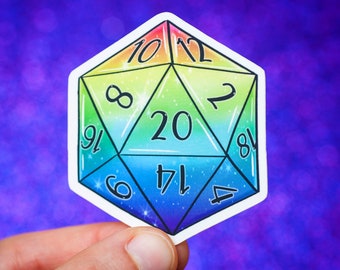 D20 rainbow sticker - gamer - lgbtq pride