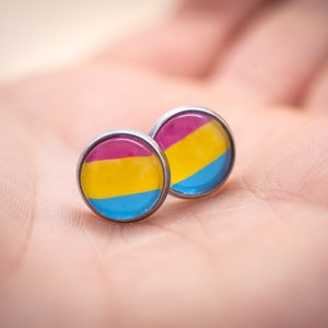 Pansexual pride earrings - pansexual flag - stud or hanging