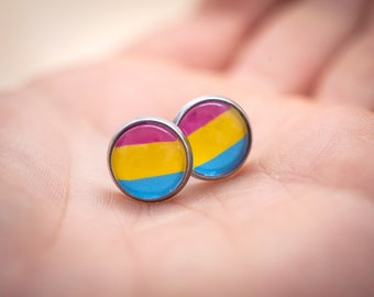 Boucles d’oreilles de fierté pansexuelle - drapeau pansexuel - clou ou suspendu