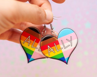 Ally acrylic earrings - statement earrings - LGBTQ+ ally earrings