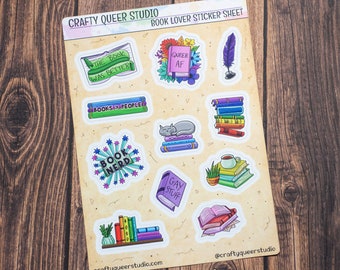 Book lover sticker sheet - LGBTQ+ pride