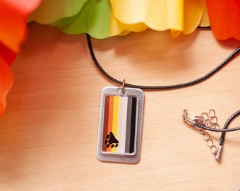 Bear pride flag necklace - lgbt dog tag necklace