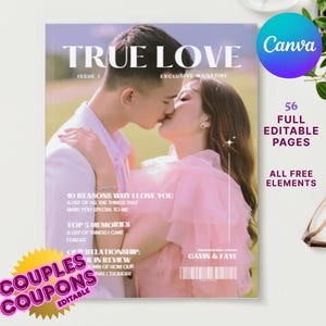 Personalized Couples Magazine Template | Canva Template | Anniversary Gift | DIY Gift | Memory Book | Boyfriend Gift | Girlfriend Gift