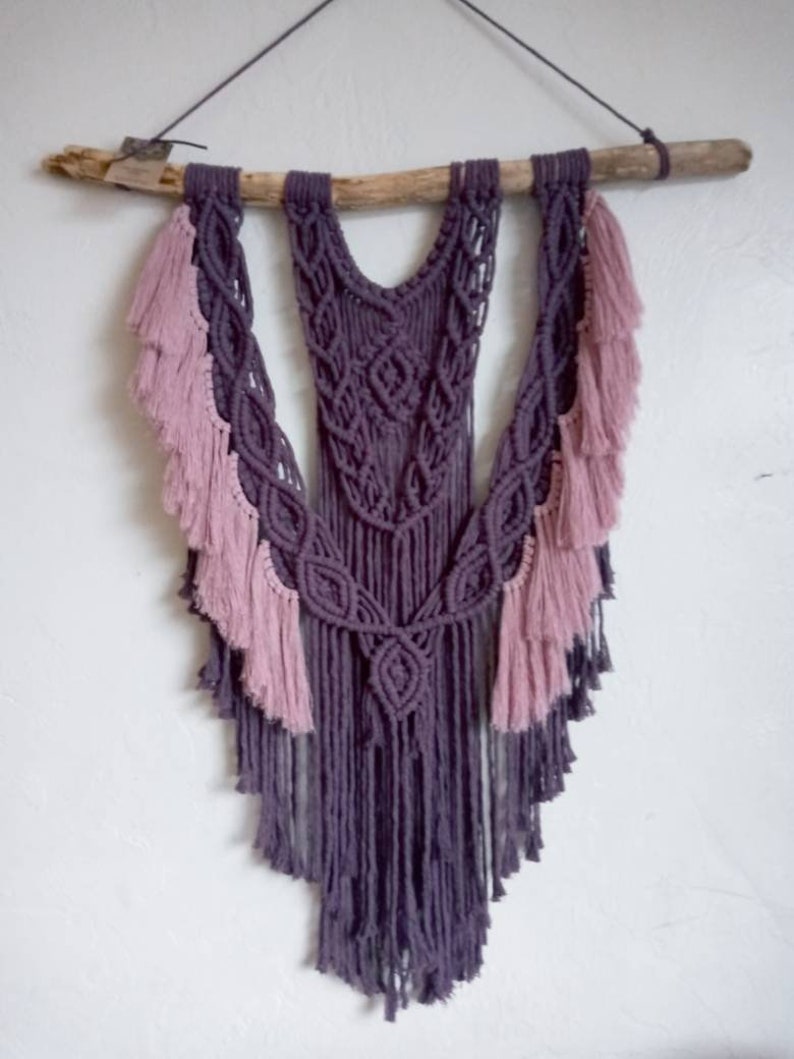 Plum and Dusty Rose Macrame Wall Hanging