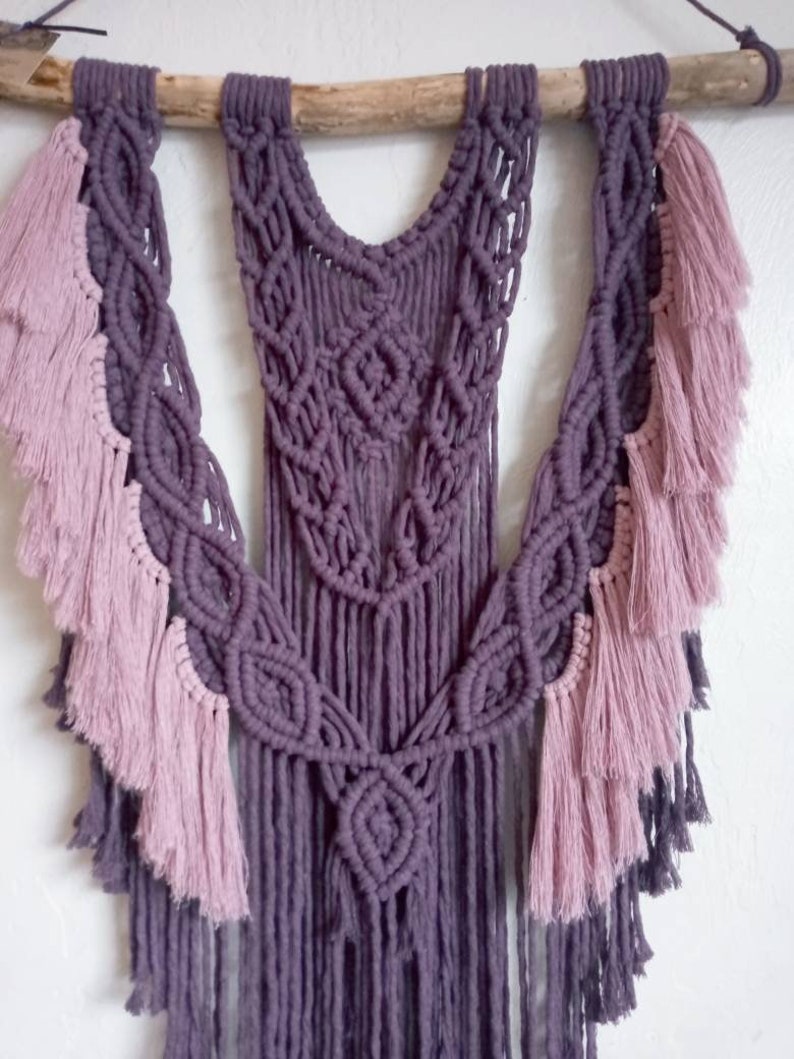 Plum and Dusty Rose Macrame Wall Hanging