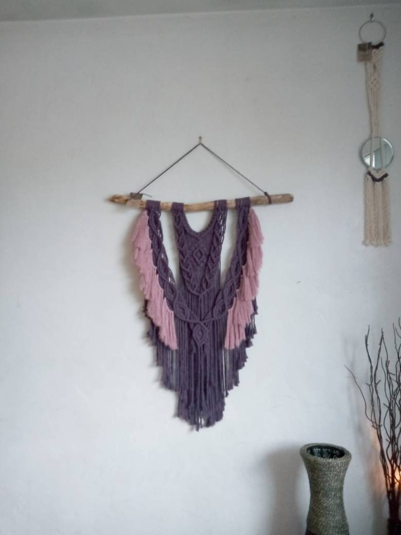 Plum and Dusty Rose Macrame Wall Hanging