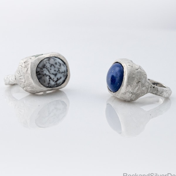 Rock River - a chunky bezel silver and stone ring – OOAK (Lapis Lazuli)