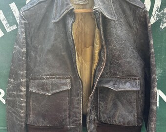 Vintage Fidelity Genuine Horsehide Leather Jacket Distressed Black Brown Bomber Biker Motorcycle Jacket USA