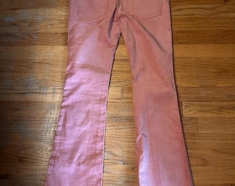 Vintage Pink Velvet Bell Bottoms: 70s Flare Pants