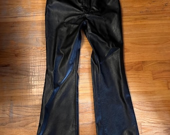 Pantalones de campana vintage de cuero Panero: estilo rock and roll, 30 x 30