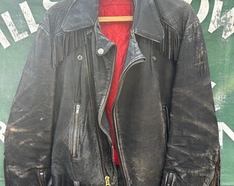 Vintage Leather Jacket, Unisex, Incredible Patina, Leather Tassle Jacket