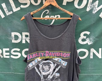Vintage Harley Davidson Tank Top Men’s 90s Sleeveless Biker Shirt USA Made Motorcycle Muscle Tee Rare HD Graphic