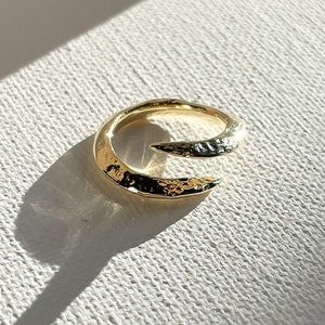 Spoelring, mesrandband, sculpturale ring, minimalistische ring