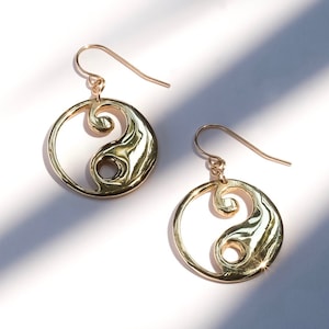 Yin and Yang Earrings/ Yin Yang jewelry/ Gold Earrings/ Silver Earrings/ Brass Earrings