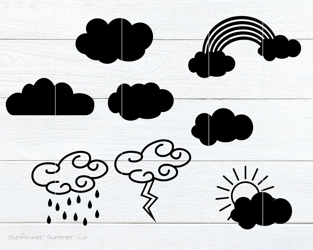 Cloud SVG Weather Svg Cloud Cut File Cloud Eps Cloud - Etsy