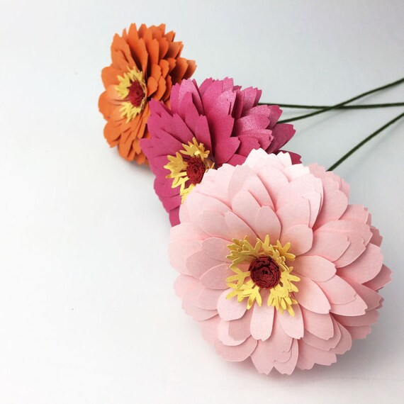 Download Zinnia Paper Flower Template Svg Flowers Small Paper Flower Etsy