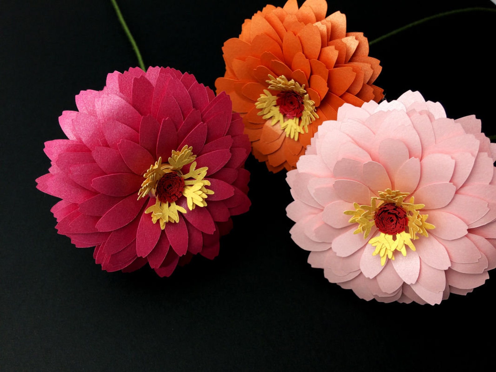 Zinnia Paper Flower Template SVG Flowers Small Paper Flower Etsy